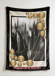 Balenciaga Tulip Gold Dot Art Flannel Throw Blanket for Sofa and Wall Decor BA144